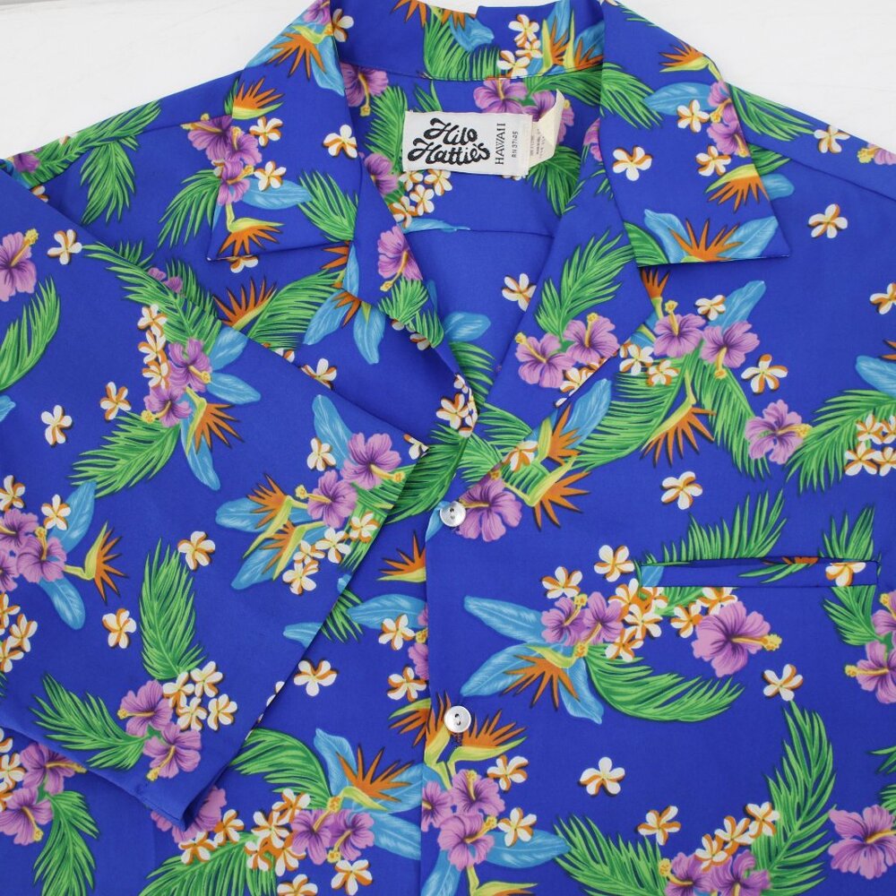 Vintage‎ 70s Hilo hatties hawaiian shirt men's XL pongee camp button up floral